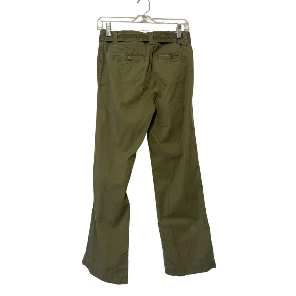 J. Crew Y2K 2000s Low Rise Utility‎ Green Cotton Chino Pants Roll Up Capri Sz 0